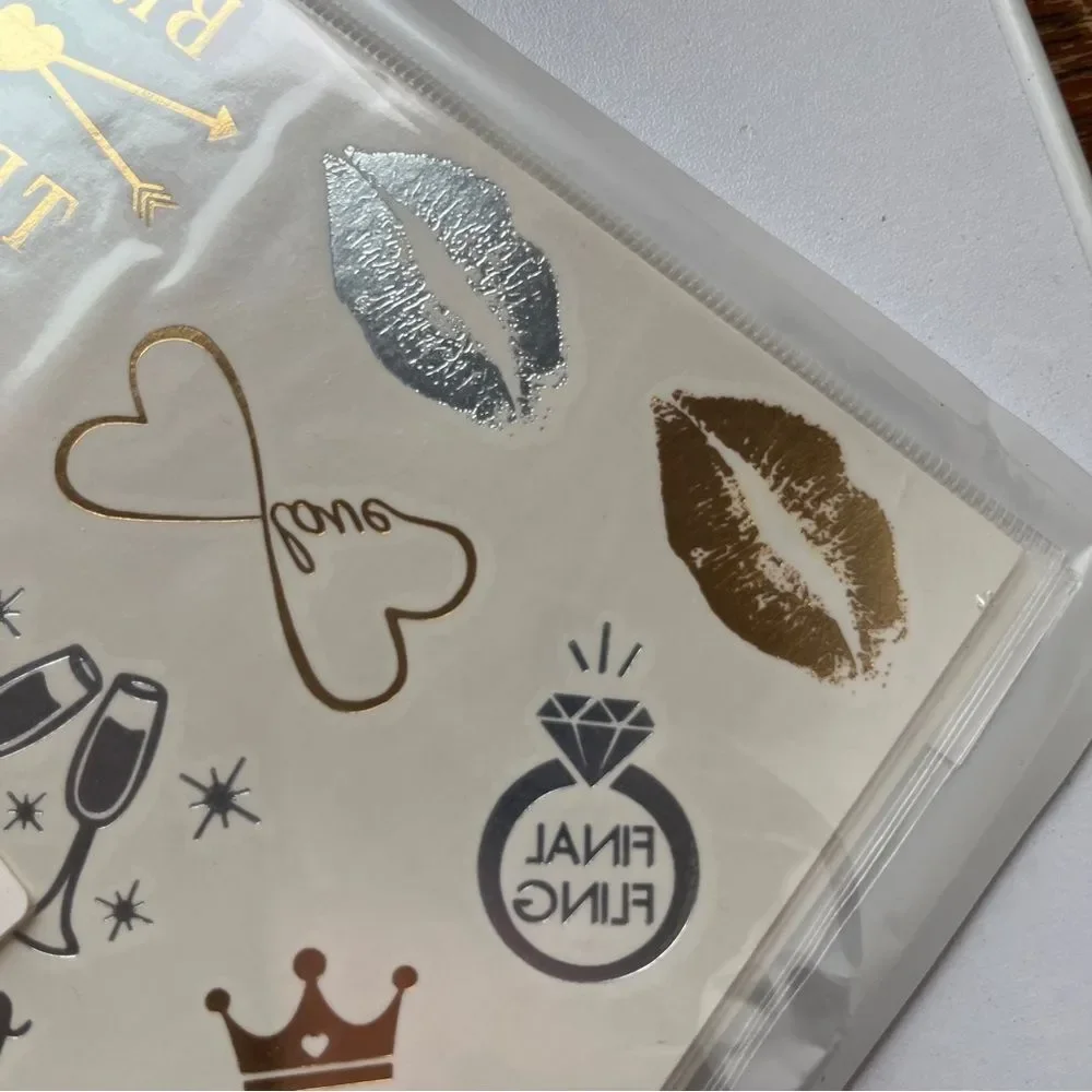 Bride Sash and Tattoo Set - Gold and Black